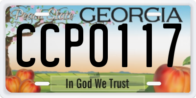 GA license plate CCP0117