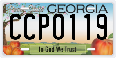 GA license plate CCP0119