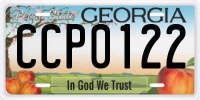 GA license plate CCP0122