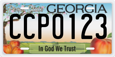 GA license plate CCP0123