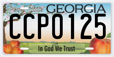 GA license plate CCP0125