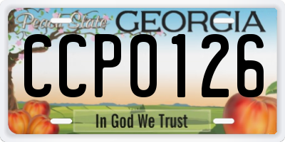 GA license plate CCP0126