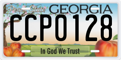 GA license plate CCP0128