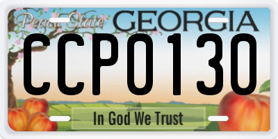 GA license plate CCP0130