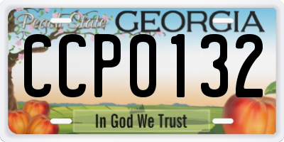 GA license plate CCP0132