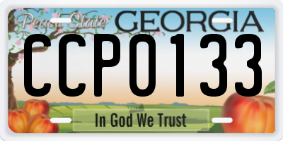 GA license plate CCP0133