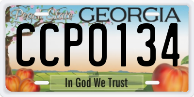GA license plate CCP0134
