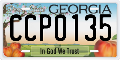 GA license plate CCP0135