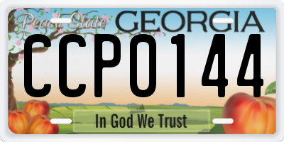 GA license plate CCP0144