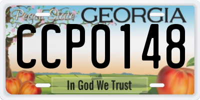 GA license plate CCP0148