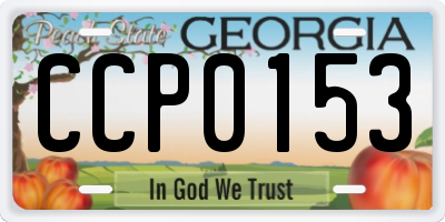 GA license plate CCP0153