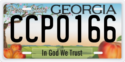GA license plate CCP0166