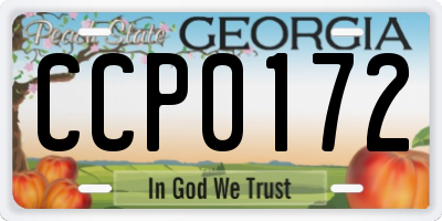GA license plate CCP0172