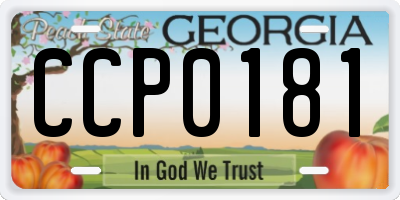 GA license plate CCP0181
