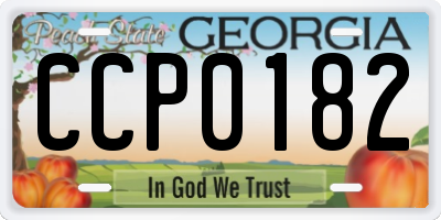 GA license plate CCP0182