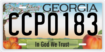 GA license plate CCP0183