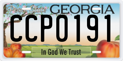 GA license plate CCP0191