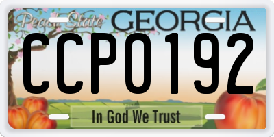 GA license plate CCP0192