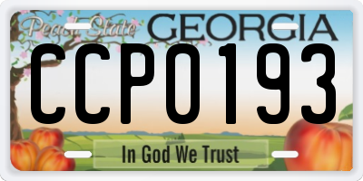GA license plate CCP0193