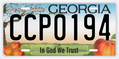 GA license plate CCP0194