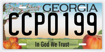 GA license plate CCP0199