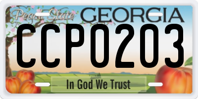 GA license plate CCP0203