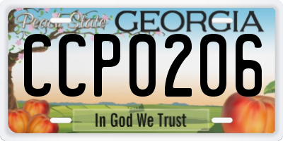 GA license plate CCP0206