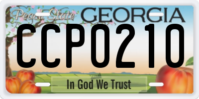 GA license plate CCP0210