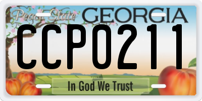GA license plate CCP0211