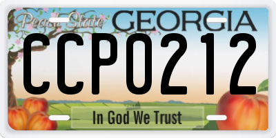 GA license plate CCP0212