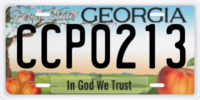 GA license plate CCP0213
