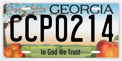 GA license plate CCP0214