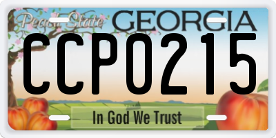 GA license plate CCP0215