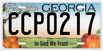 GA license plate CCP0217