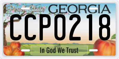 GA license plate CCP0218