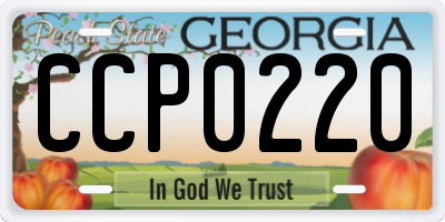 GA license plate CCP0220