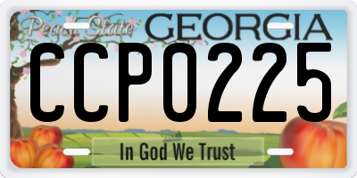GA license plate CCP0225