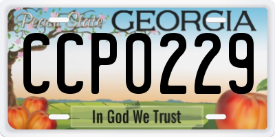 GA license plate CCP0229