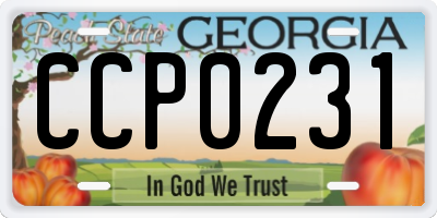 GA license plate CCP0231