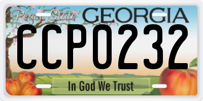 GA license plate CCP0232