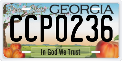 GA license plate CCP0236