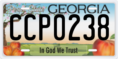 GA license plate CCP0238
