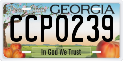 GA license plate CCP0239