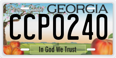 GA license plate CCP0240