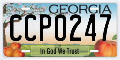 GA license plate CCP0247