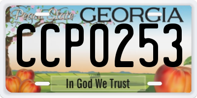 GA license plate CCP0253