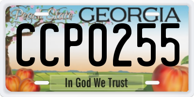 GA license plate CCP0255