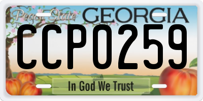 GA license plate CCP0259