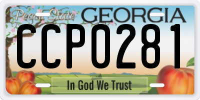 GA license plate CCP0281