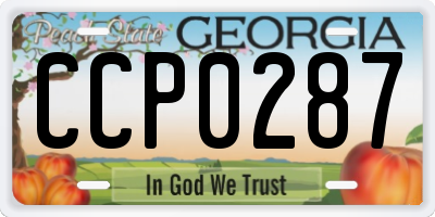 GA license plate CCP0287